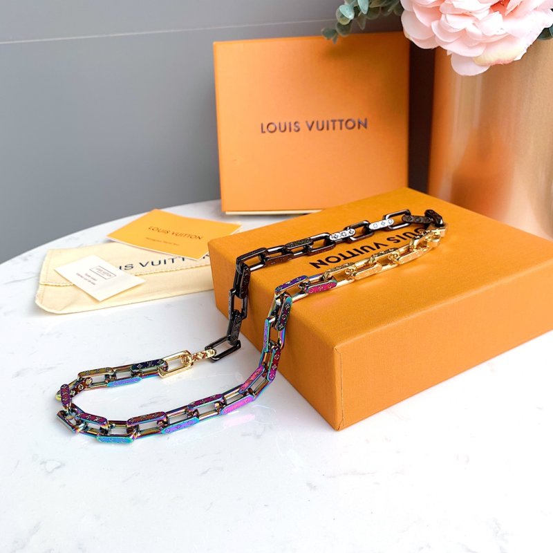Louis Vuitton Monogram Chain Necklace - Iridescent Rainbow & Silver