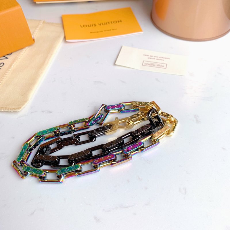 Louis Vuitton Monogram Chain Necklace - Iridescent Rainbow & Silver view