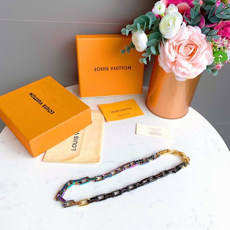 Louis Vuitton Monogram Chain Necklace - Iridescent Rainbow & Silver view