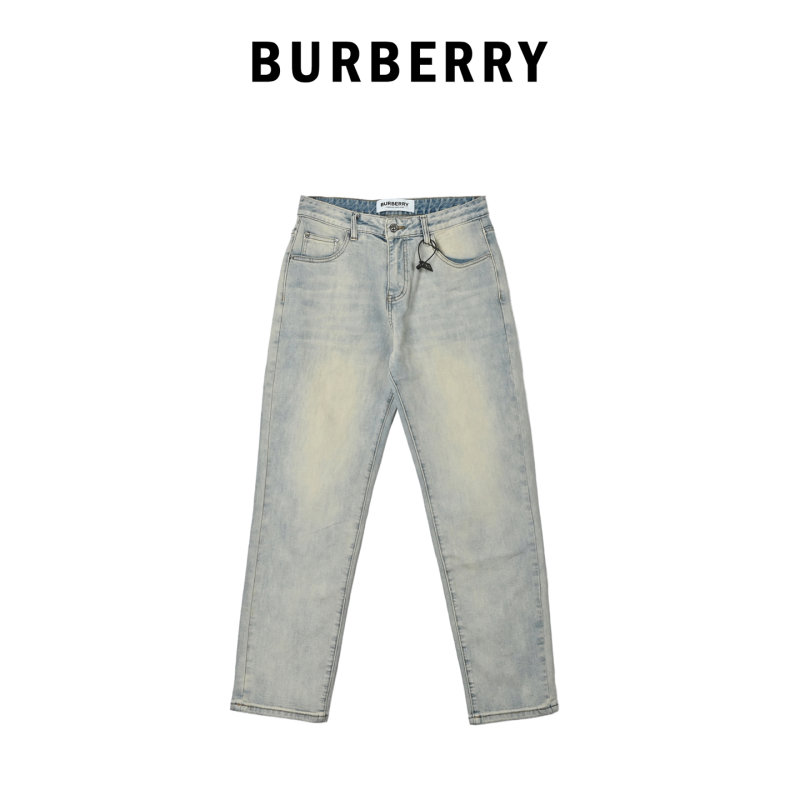 Burberry Light Wash Denim Jeans with Leather Patch view