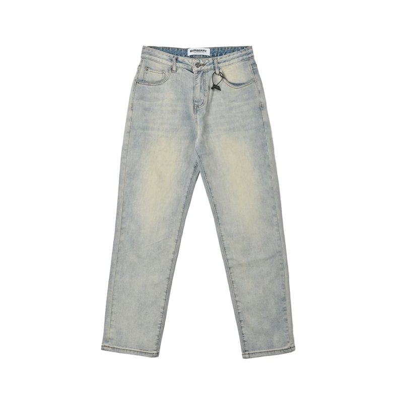 Burberry Light Wash Denim Jeans with Leather Patch view
