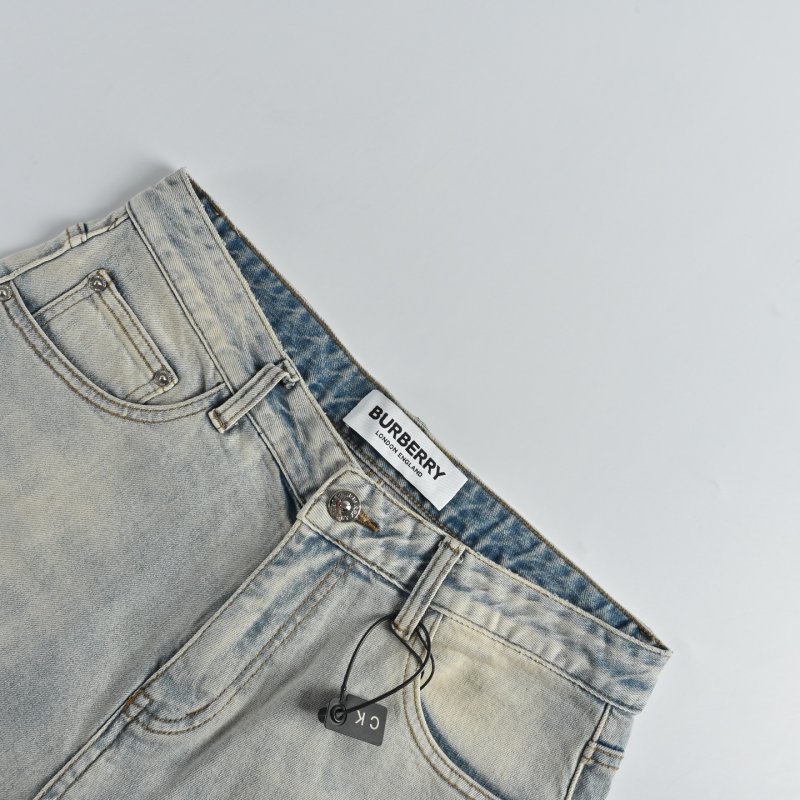 Burberry Light Wash Denim Jeans with Leather Patch view