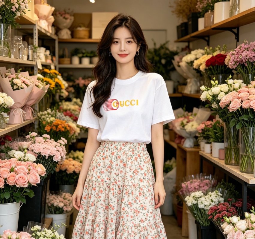 Gucci Logo Print White T-Shirt view