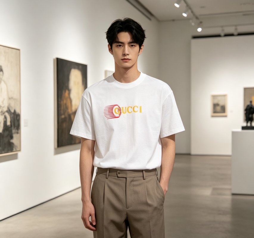 Gucci Logo Print White T-Shirt view