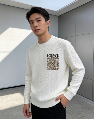 Loewe Anagram Cable Knit Sweater Cream