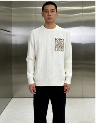 Loewe Anagram Cable Knit Sweater Cream view 2