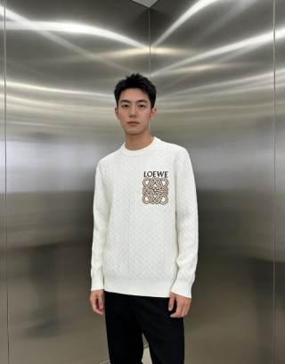 Loewe Anagram Cable Knit Sweater Cream view 3