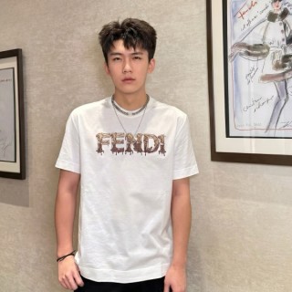 Fendi Gold Logo White T-Shirt view 2
