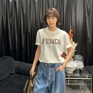Fendi Gold Logo White T-Shirt view 3