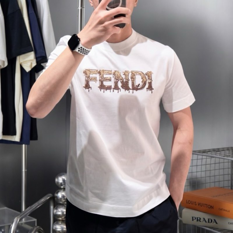 Fendi Gold Logo White T-Shirt view