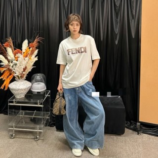 Fendi Gold Logo White T-Shirt view 6