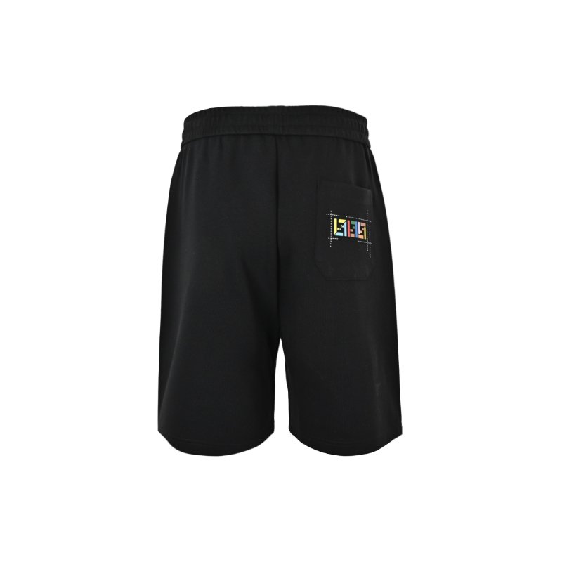 Fendi Black Drawstring Shorts with Logo Print view