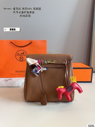 Hermès Kelly Ado Backpack Grey view 3