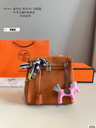 Hermès Kelly Ado Backpack Grey view 4