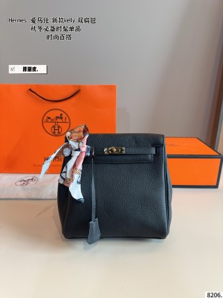 Hermès Kelly Ado Backpack Grey view 5
