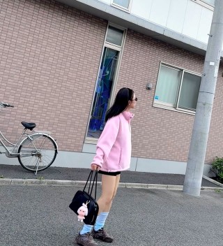 Pink Fleece Half-Zip Oversized Jacket view 4