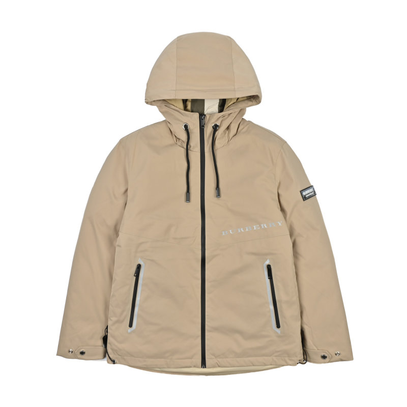 Beige Puffer Down Jacket with Drawstring Hood view