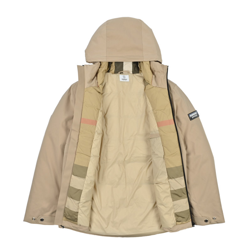 Beige Puffer Down Jacket with Drawstring Hood view