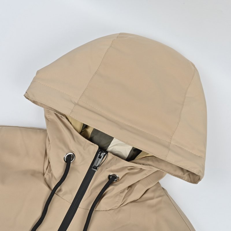 Beige Puffer Down Jacket with Drawstring Hood view