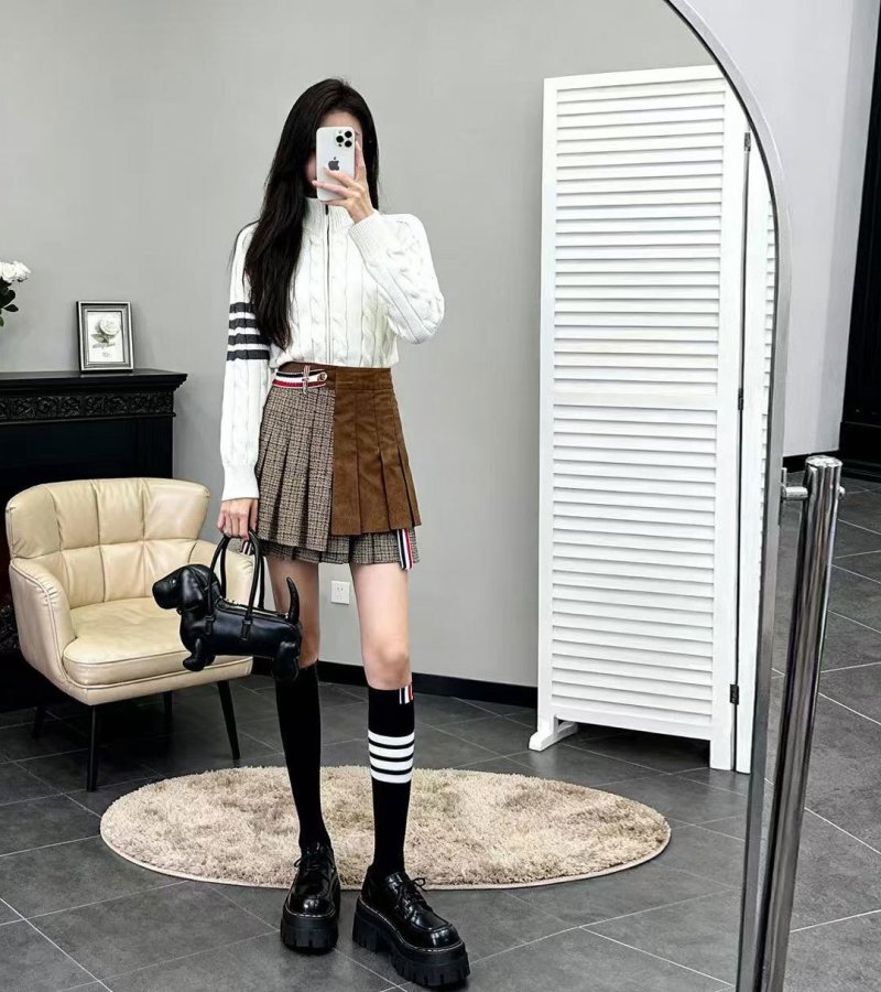 White Cable Knit Cardigan with Striped Sleeve Detail view