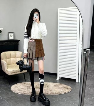 White Cable Knit Cardigan with Striped Sleeve Detail view 3