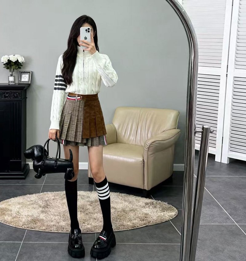 White Cable Knit Cardigan with Striped Sleeve Detail view