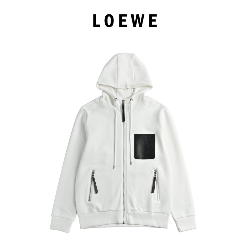 Stone Island White Zip Hoodie Jacket with Black Pocket view