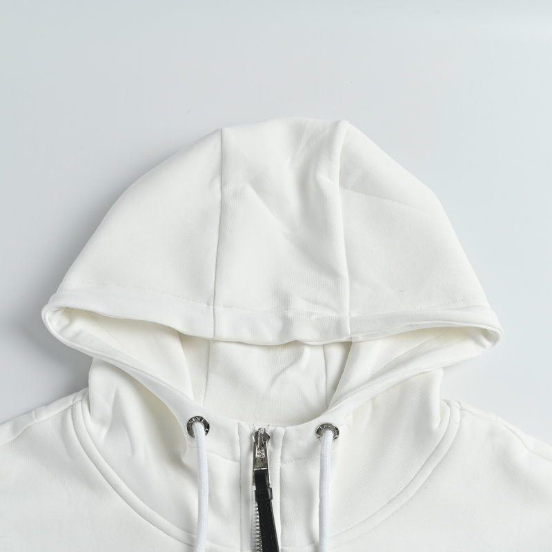 Stone Island White Zip Hoodie Jacket with Black Pocket view
