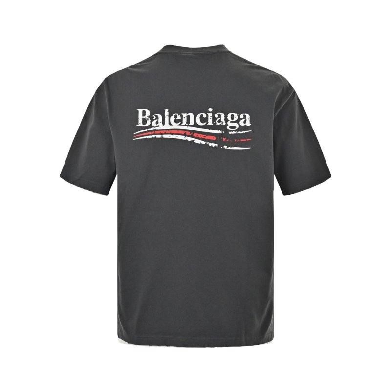 Balenciaga Black Logo T-Shirt with Red Stripe view