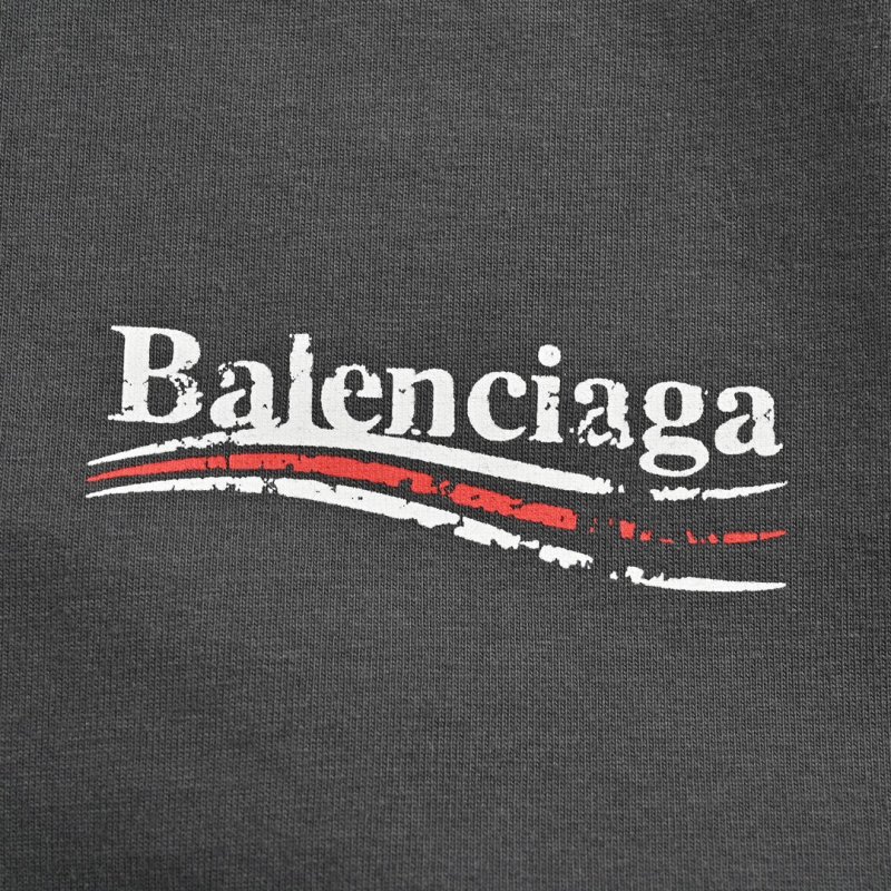 Balenciaga Black Logo T-Shirt with Red Stripe view