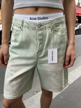 Essentials Women's Mint Green Denim Shorts view 2