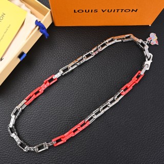 Louis Vuitton Monogram Chain Dragon Pendant Silver & Red Necklace view 1