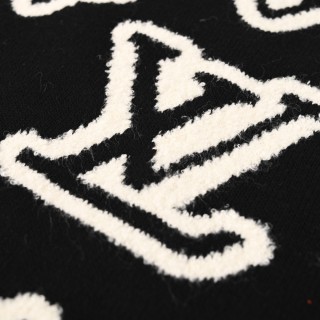 Louis Vuitton Black & White Embossed Logo Wool Scarf view 4