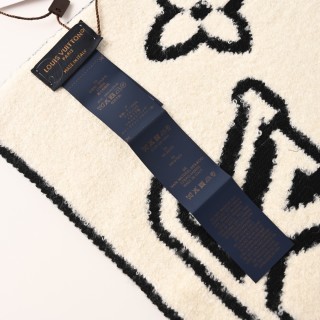 Louis Vuitton Black & White Embossed Logo Wool Scarf view 7