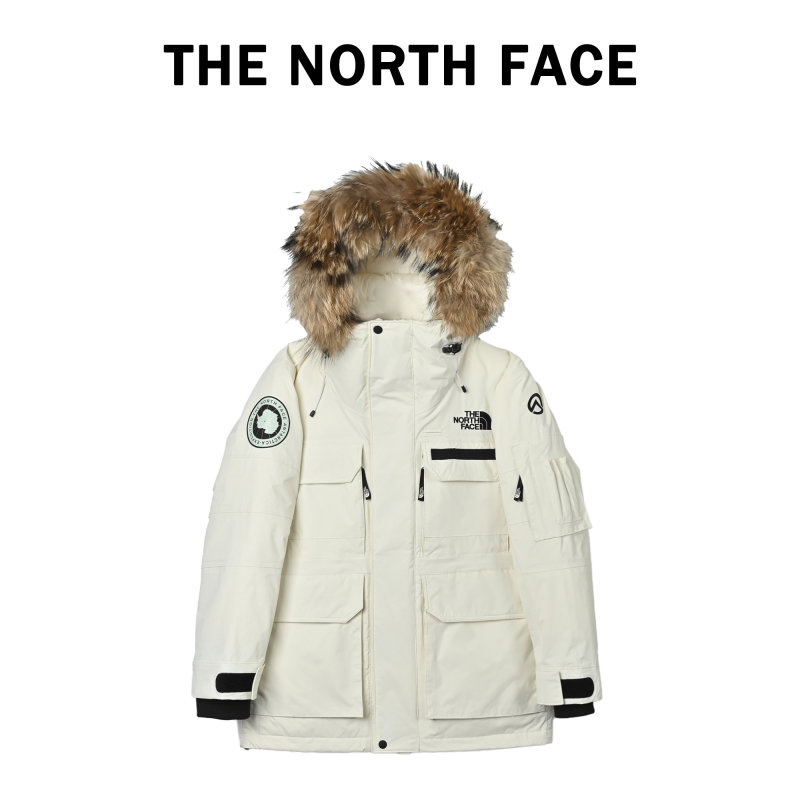 The North Face Expedition Parka Cream Multi-Pocket Down Jacket