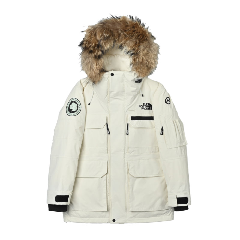 The North Face White Down Parka Jacket with Fur Hood view