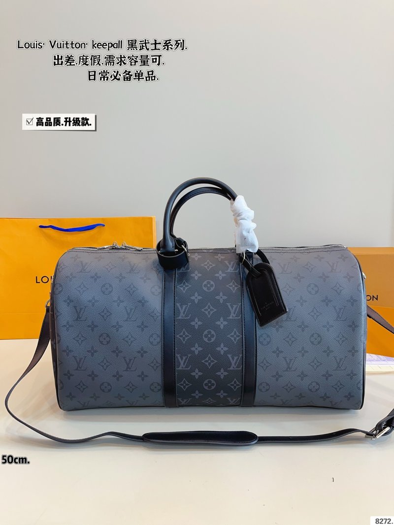 Louis Vuitton Keepall 50 Monogram Canvas Travel Bag Black