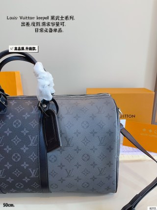 Louis Vuitton Keepall 50 Monogram Canvas Travel Bag Black view 2