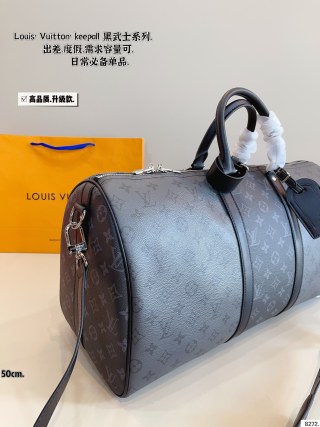 Louis Vuitton Keepall 50 Monogram Canvas Travel Bag Black view 4