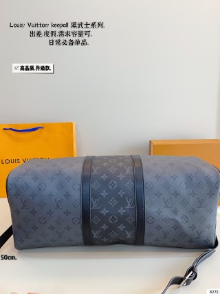 Louis Vuitton Keepall 50 Monogram Canvas Travel Bag Black view 6