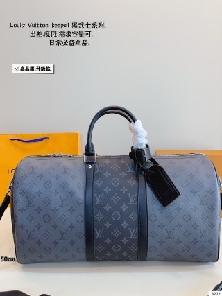 Louis Vuitton Keepall 50 Monogram Canvas Travel Bag Black view 7