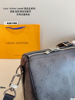 Louis Vuitton Keepall 50 Monogram Canvas Travel Bag Black view 8