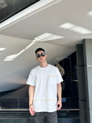 Essentials White Short-Sleeve T-Shirt with Chest Stripe view 1