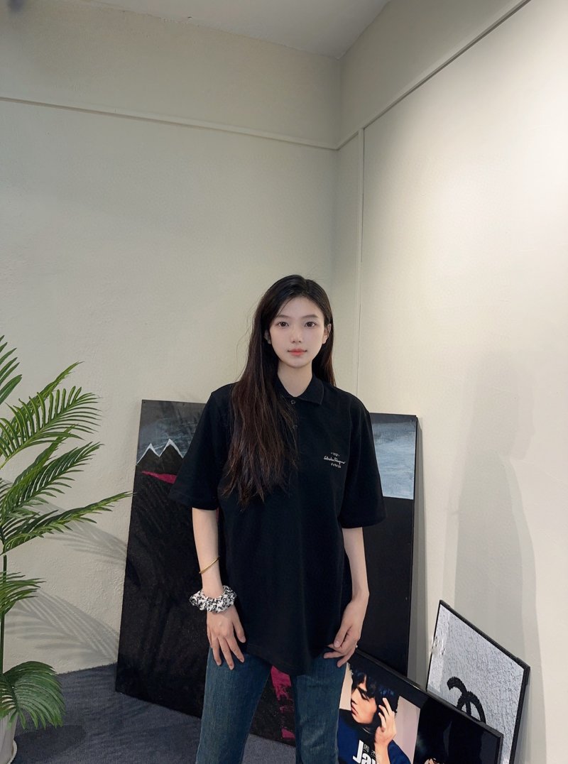 Black Oversized Polo Short Sleeve T-Shirt