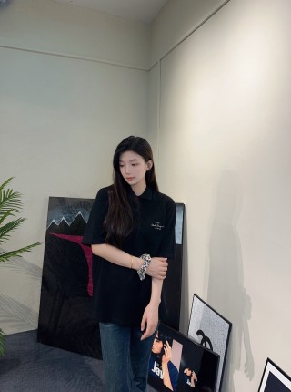 Black Oversized Polo Short Sleeve T-Shirt view 2