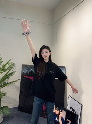 Black Oversized Polo Short Sleeve T-Shirt view 3