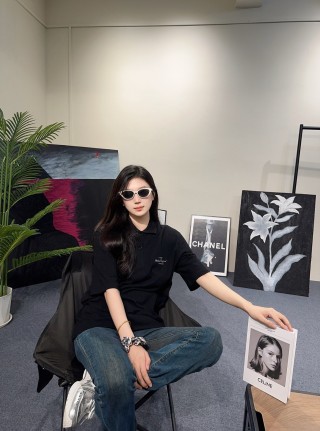 Black Oversized Polo Short Sleeve T-Shirt view 4