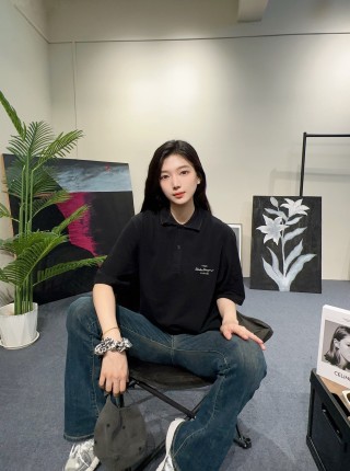 Black Oversized Polo Short Sleeve T-Shirt view 5