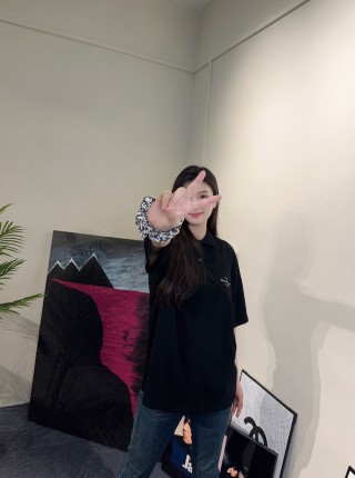 Black Oversized Polo Short Sleeve T-Shirt view 6