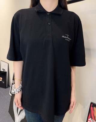 Black Oversized Polo Short Sleeve T-Shirt view 9